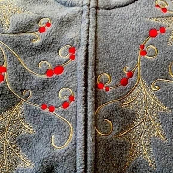 Croft and Barrow Vest woman’s Blue Gray embroidered outerwear size Large - Picture 5 of 6